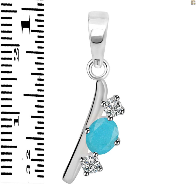 Turquoise & White Topaz Alphabet I Pendant TRQ-RDA-61.