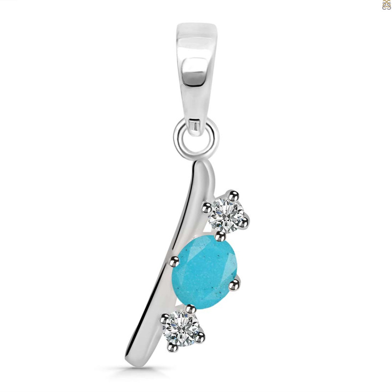 Turquoise & White Topaz Alphabet I Pendant TRQ-RDA-61.