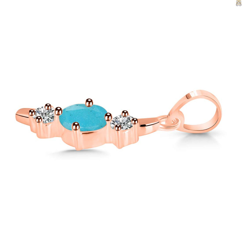 Turquoise & White Topaz Alphabet I Pendant TRQ-RDA-61.