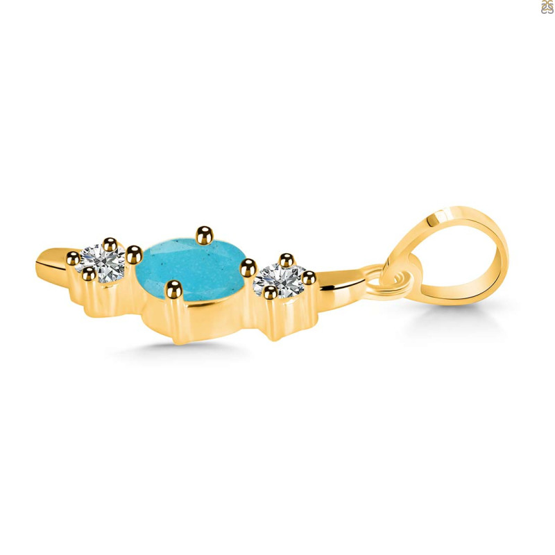 Turquoise & White Topaz Alphabet I Pendant TRQ-RDA-61.