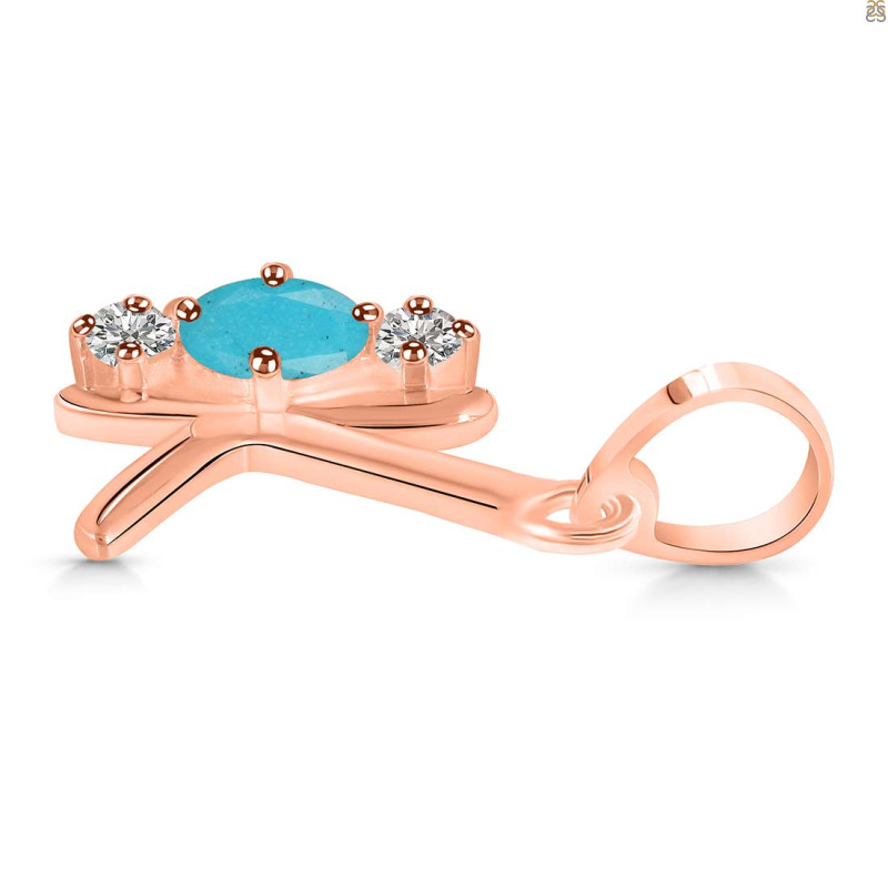 Turquoise & White Topaz Alphabet K Pendant TRQ-RDA-63.