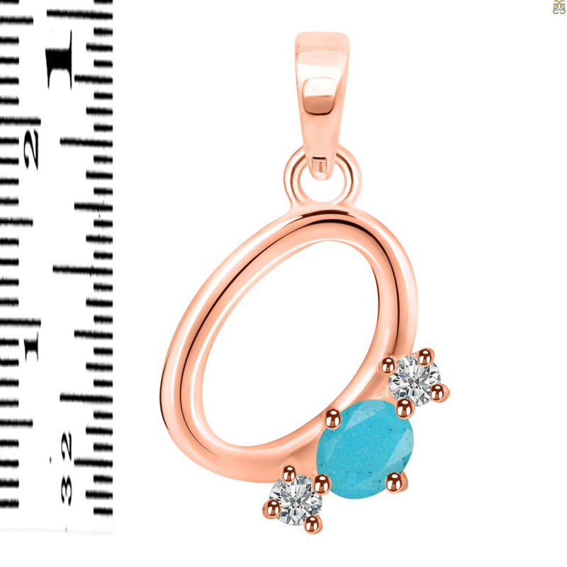 Turquoise & White Topaz Alphabet O Pendant TRQ-RDA-67.
