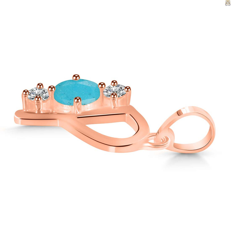 Turquoise & White Topaz Alphabet P Pendant TRQ-RDA-68.