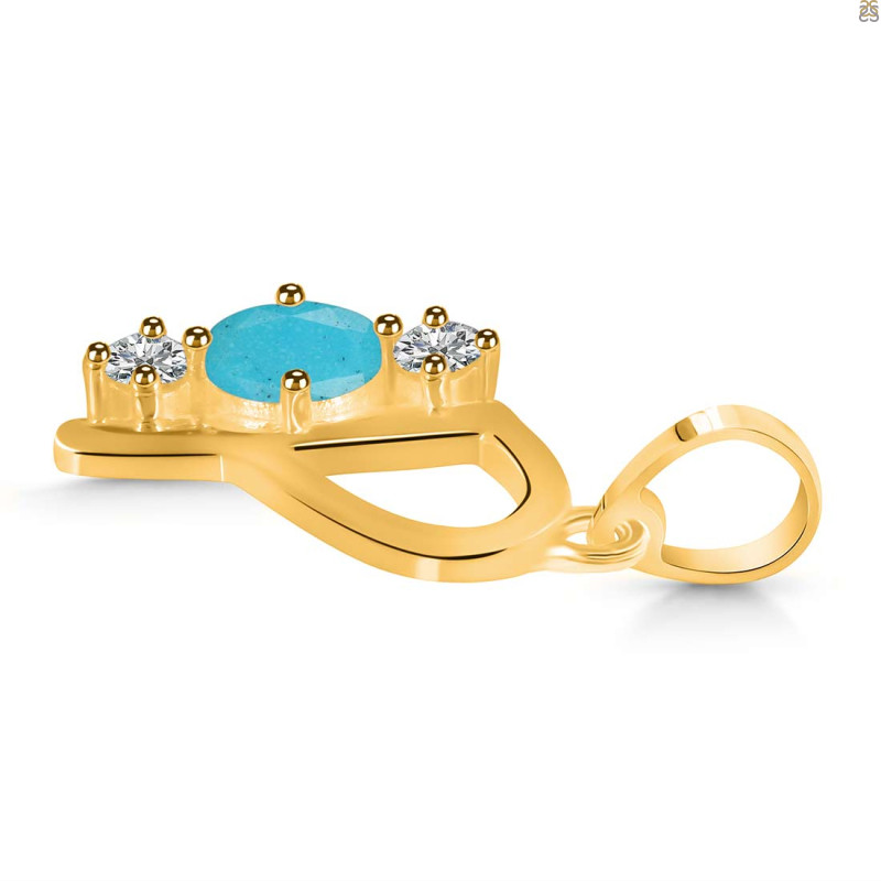 Turquoise & White Topaz Alphabet P Pendant TRQ-RDA-68.