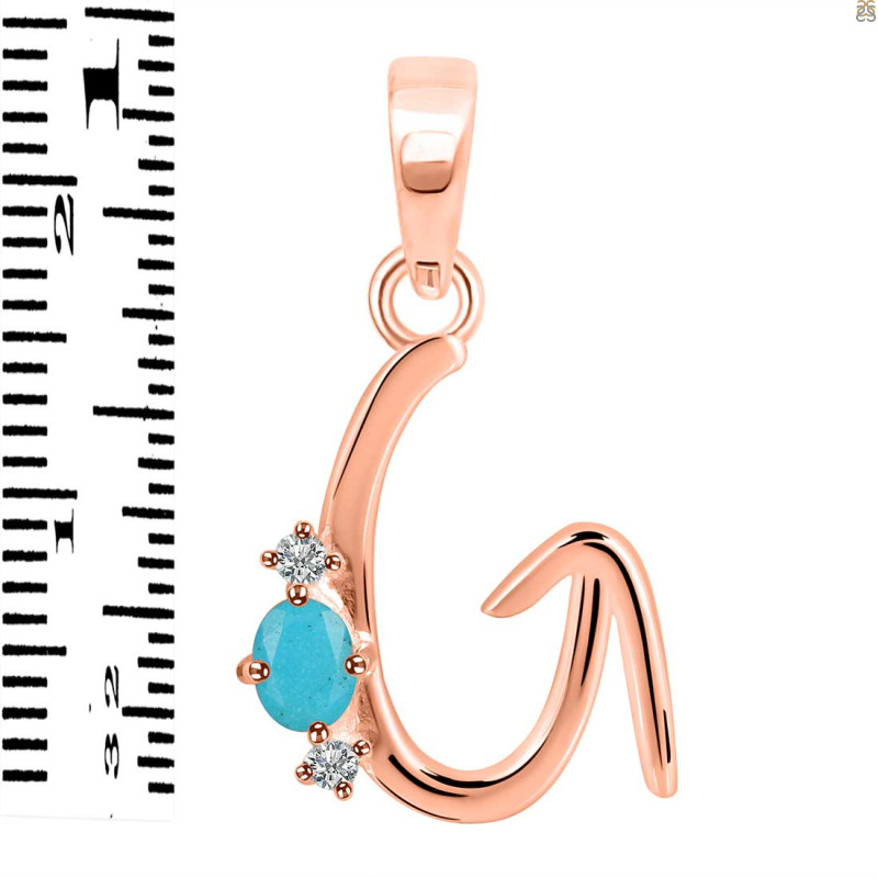 Turquoise & White Topaz Alphabet G Pendant TRQ-RDA-7.