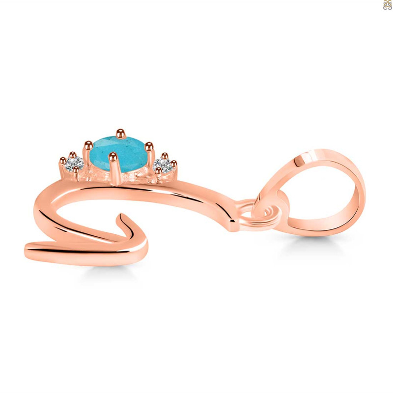 Turquoise & White Topaz Alphabet G Pendant TRQ-RDA-7.
