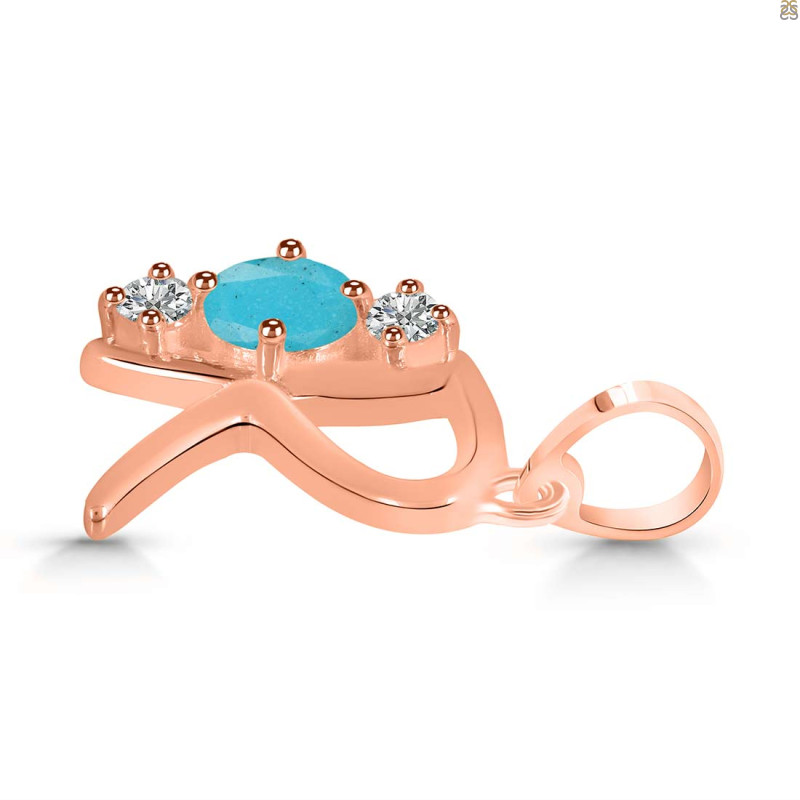 Turquoise & White Topaz Alphabet R Pendant TRQ-RDA-70.