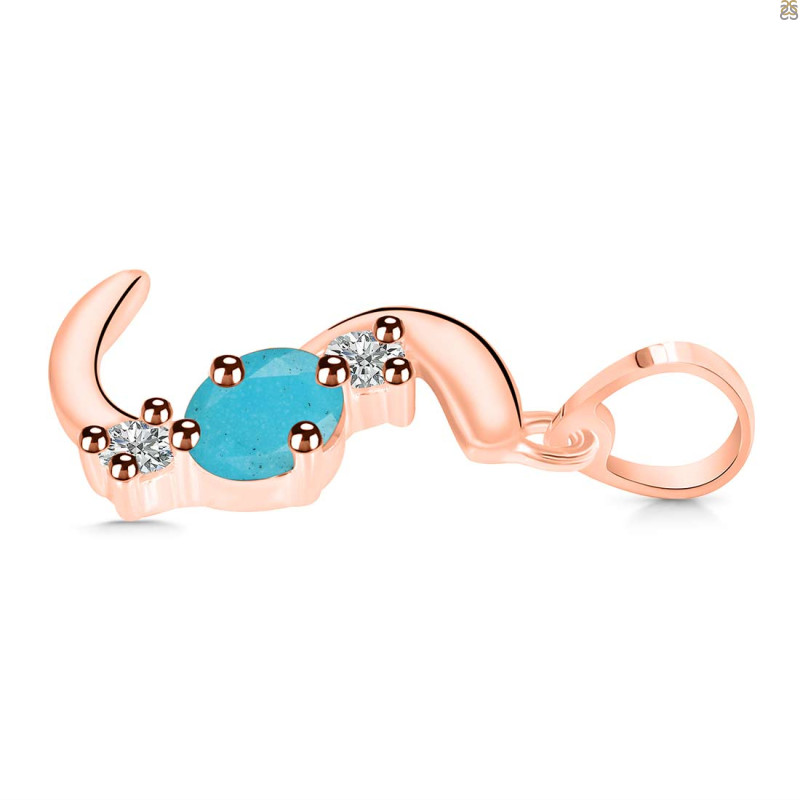 Turquoise & White Topaz Alphabet S Pendant TRQ-RDA-71.