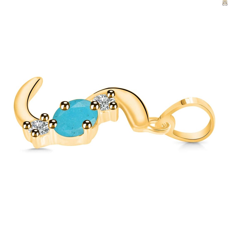 Turquoise & White Topaz Alphabet S Pendant TRQ-RDA-71.