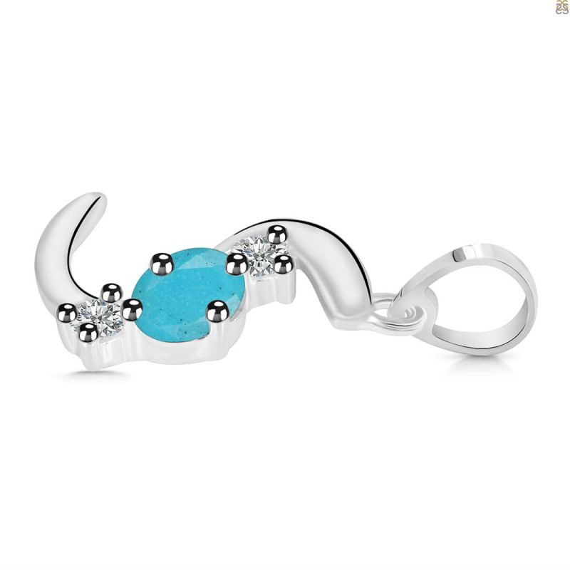 Turquoise & White Topaz Alphabet S Pendant