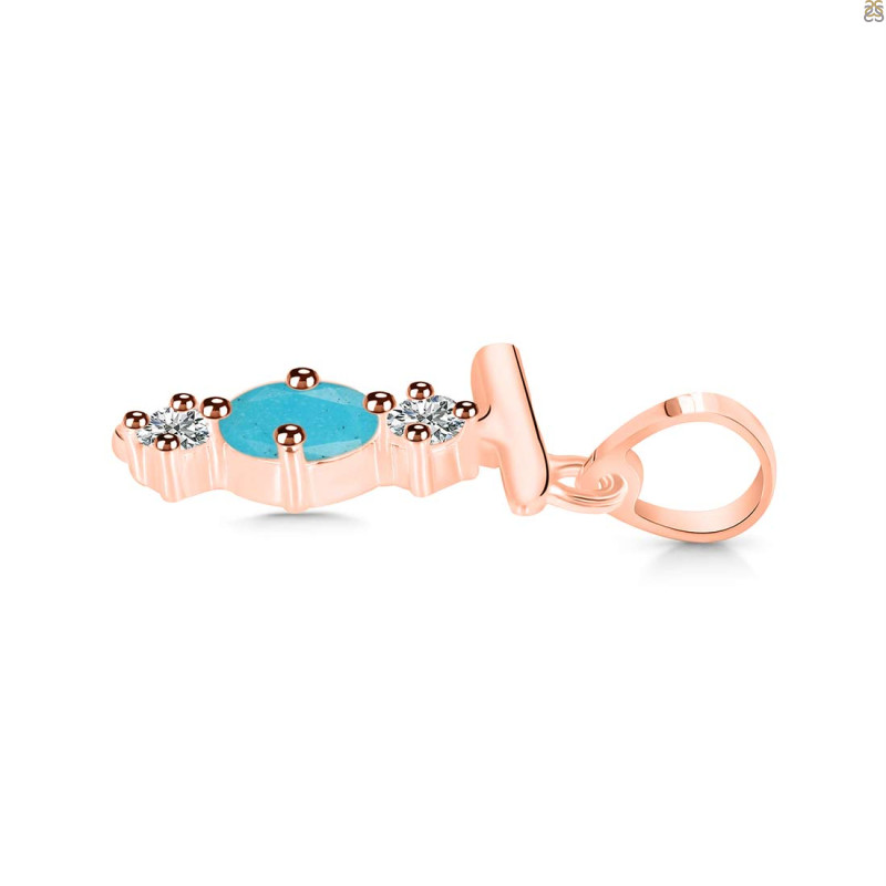 Turquoise & White Topaz Alphabet T Pendant TRQ-RDA-72.