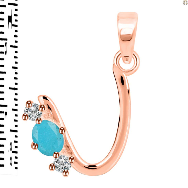 Turquoise & White Topaz Alphabet U Pendant TRQ-RDA-73.