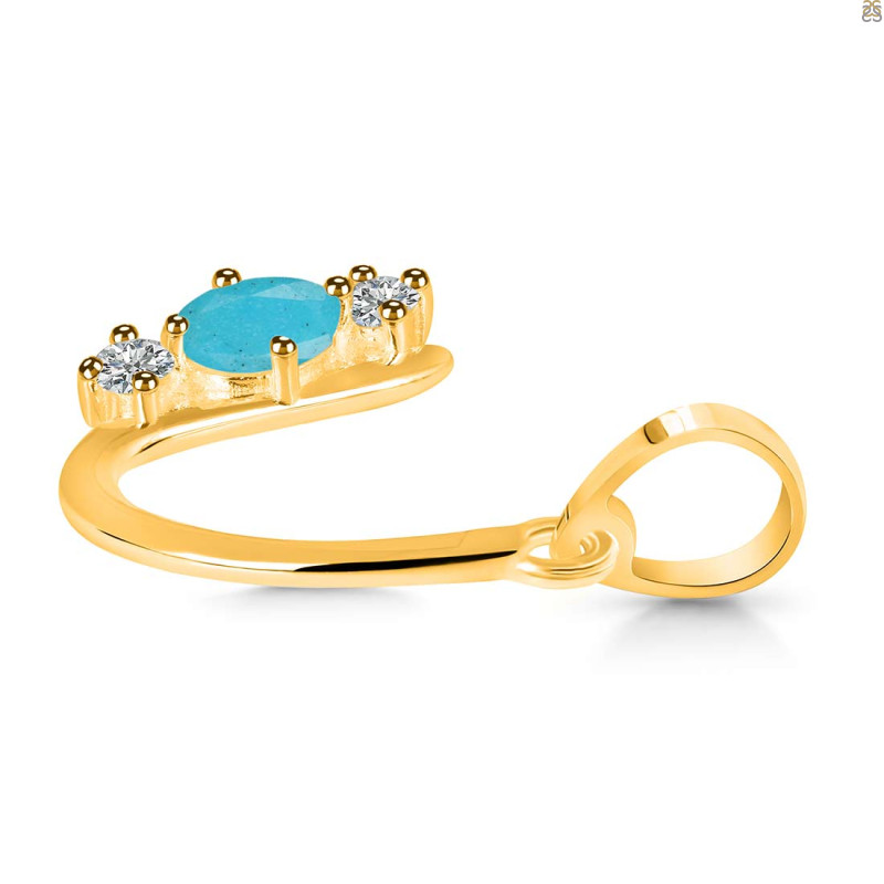 Turquoise & White Topaz Alphabet U Pendant TRQ-RDA-73.