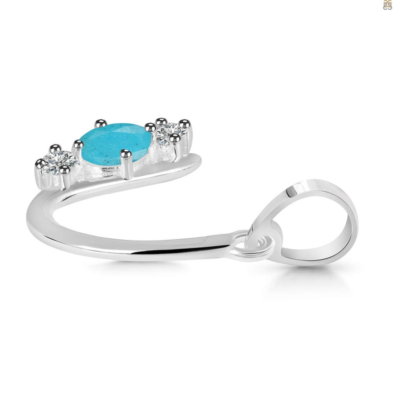 Turquoise & White Topaz Alphabet U Pendant