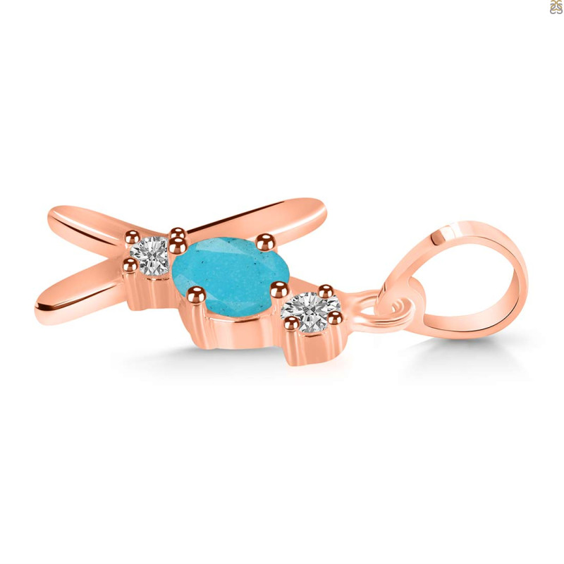 Turquoise & White Topaz Alphabet X Pendant TRQ-RDA-76.