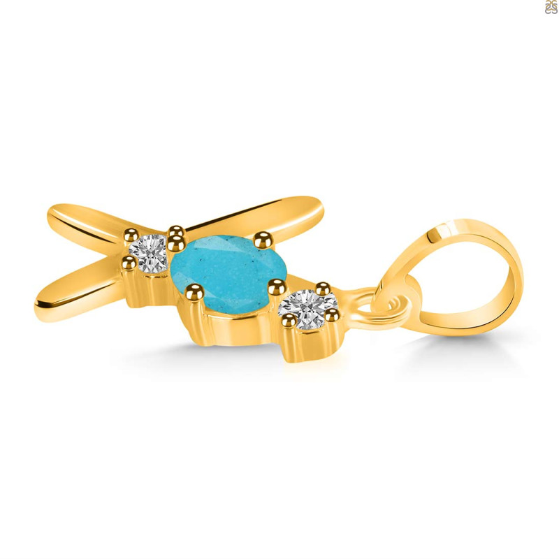 Turquoise & White Topaz Alphabet X Pendant TRQ-RDA-76.
