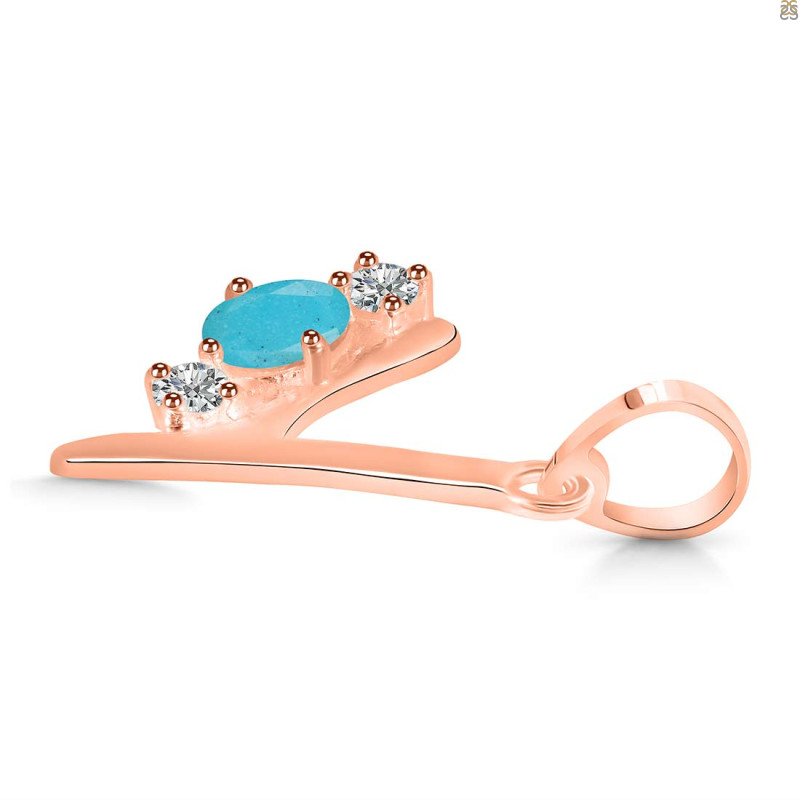 Turquoise & White Topaz Alphabet Y Pendant TRQ-RDA-77.