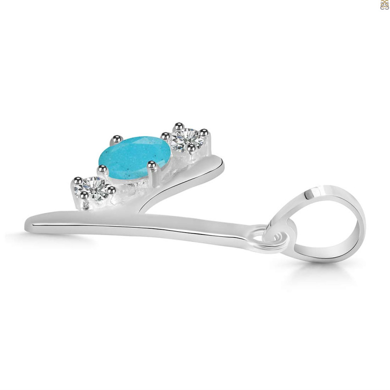 Turquoise & White Topaz Alphabet Y Pendant