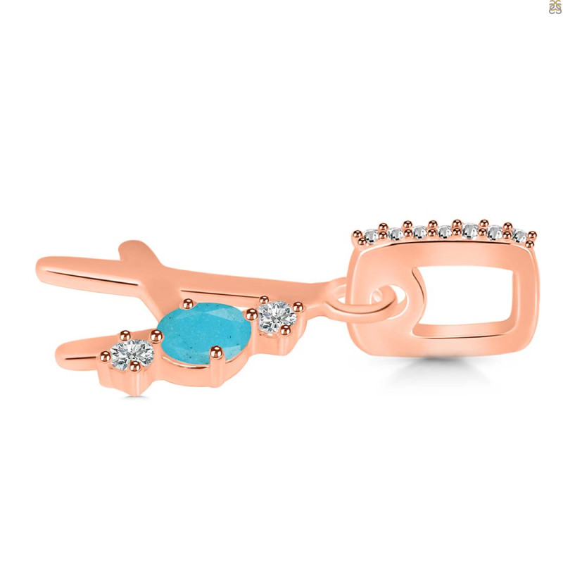 Turquoise & White Topaz Alphabet A Pendant TRQ-RDA-79