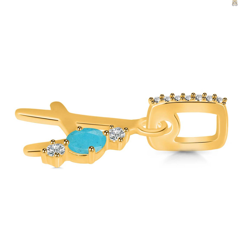 Turquoise & White Topaz Alphabet A Pendant TRQ-RDA-79