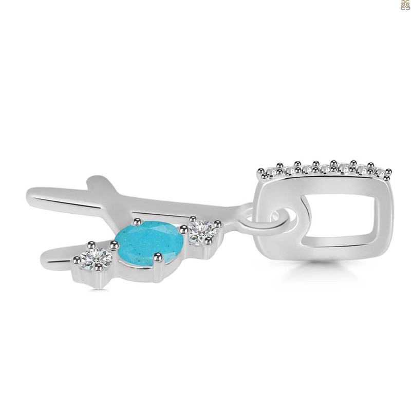 Turquoise & White Topaz Alphabet A Pendant