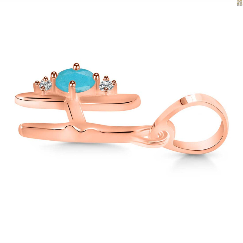 Turquoise & White Topaz Alphabet H Pendant TRQ-RDA-8.