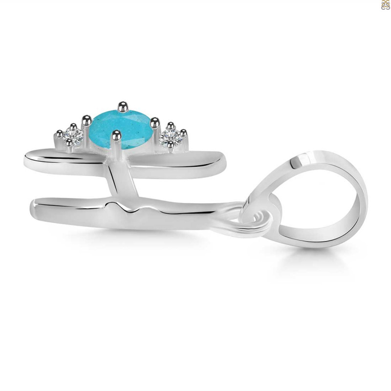 Turquoise & White Topaz Alphabet H Pendant