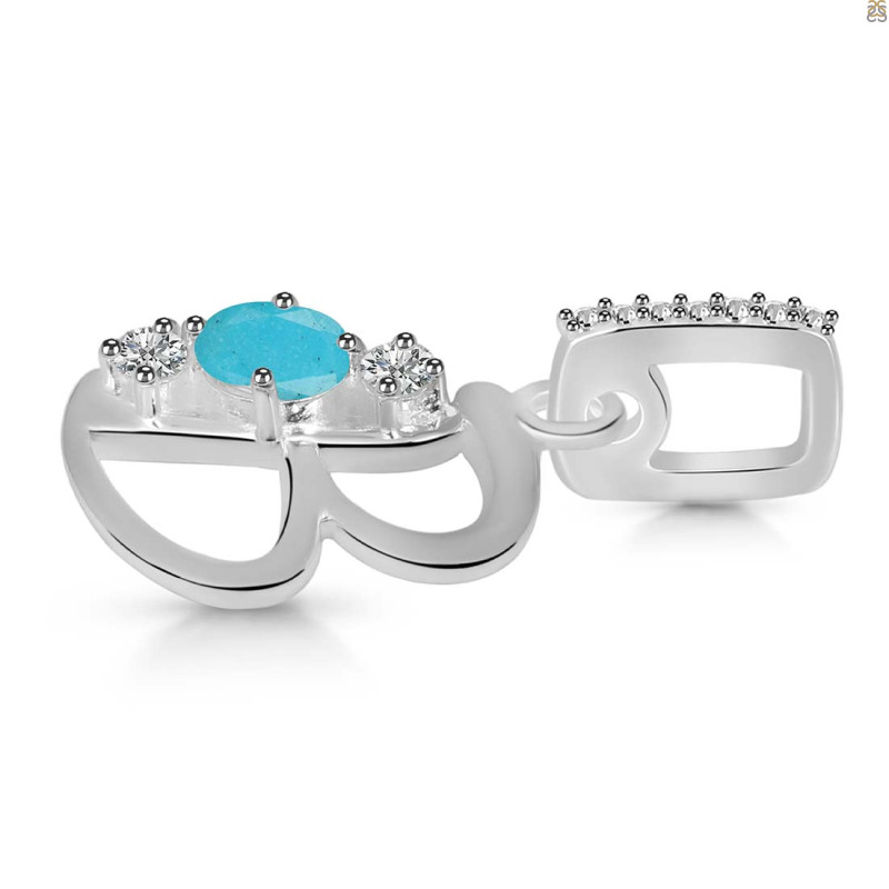 Turquoise & White Topaz Alphabet B Pendant
