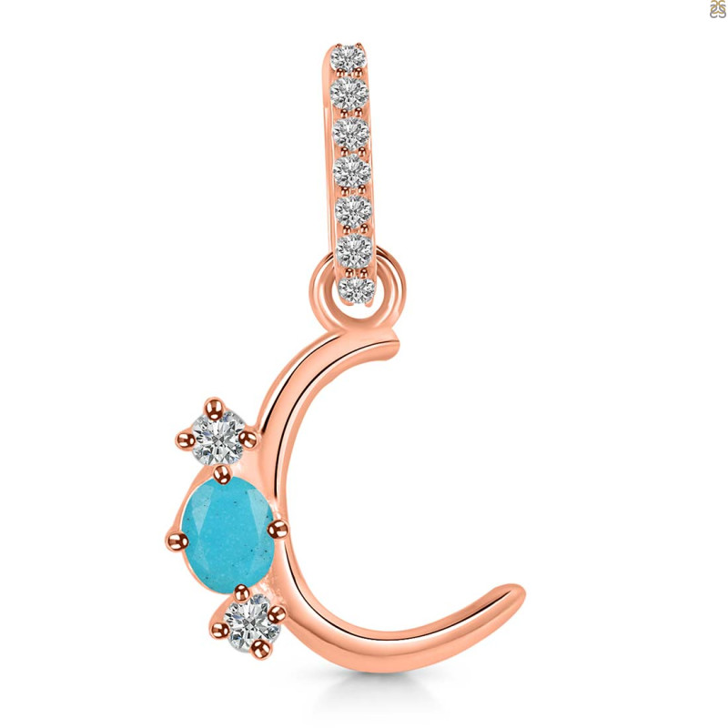 Turquoise & White Topaz Alphabet C Pendant TRQ-RDA-81.