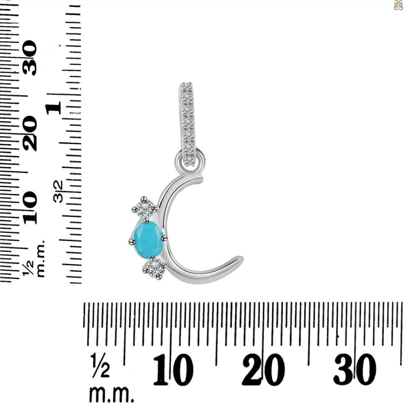 Turquoise & White Topaz Alphabet C Pendant TRQ-RDA-81.