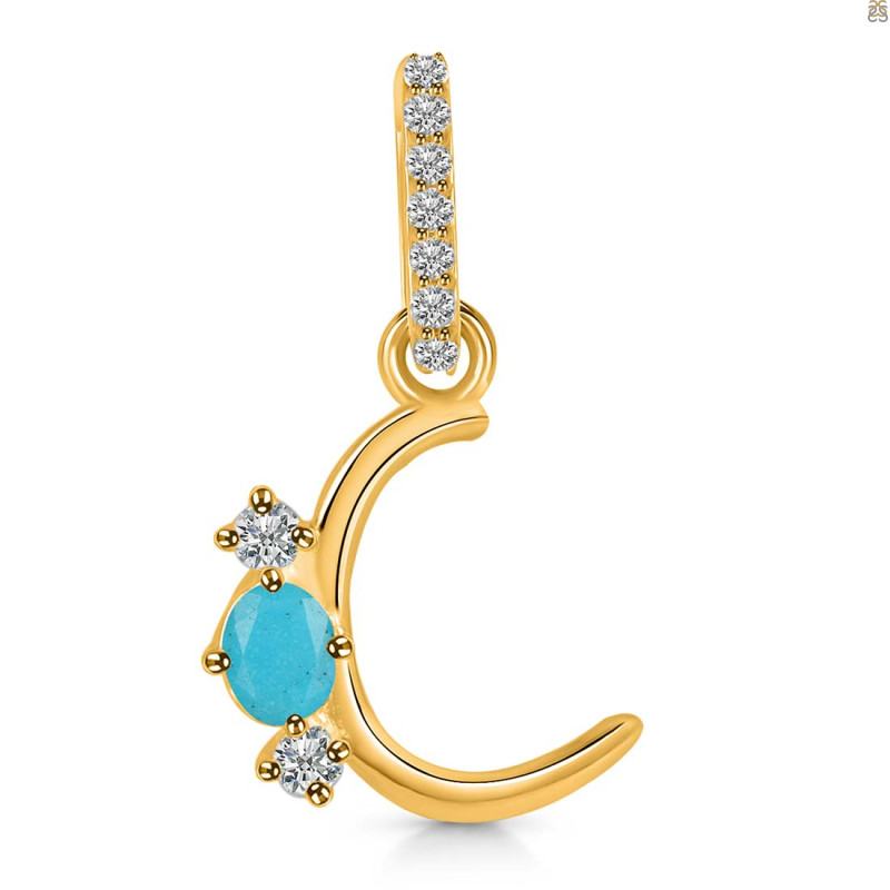 Turquoise & White Topaz Alphabet C Pendant TRQ-RDA-81.