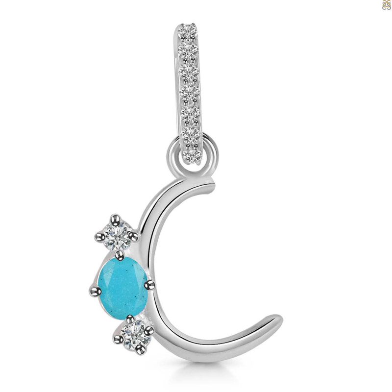 Turquoise & White Topaz Alphabet C Pendant TRQ-RDA-81.