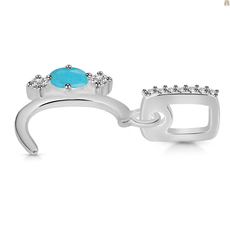 Turquoise & White Topaz Alphabet C Pendant