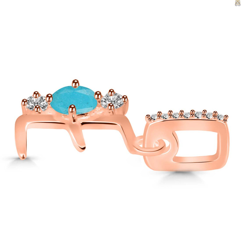 Turquoise & White Topaz Alphabet E Pendant TRQ-RDA-83.