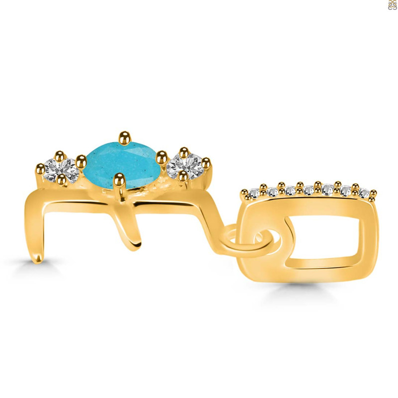 Turquoise & White Topaz Alphabet E Pendant TRQ-RDA-83.