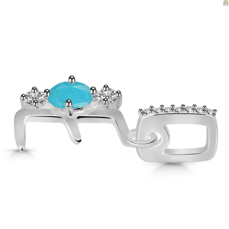Turquoise & White Topaz Alphabet E Pendant