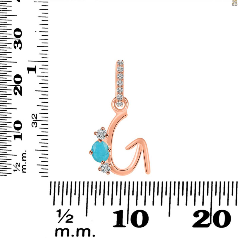 Turquoise & White Topaz Alphabet G Pendant TRQ-RDA-85.
