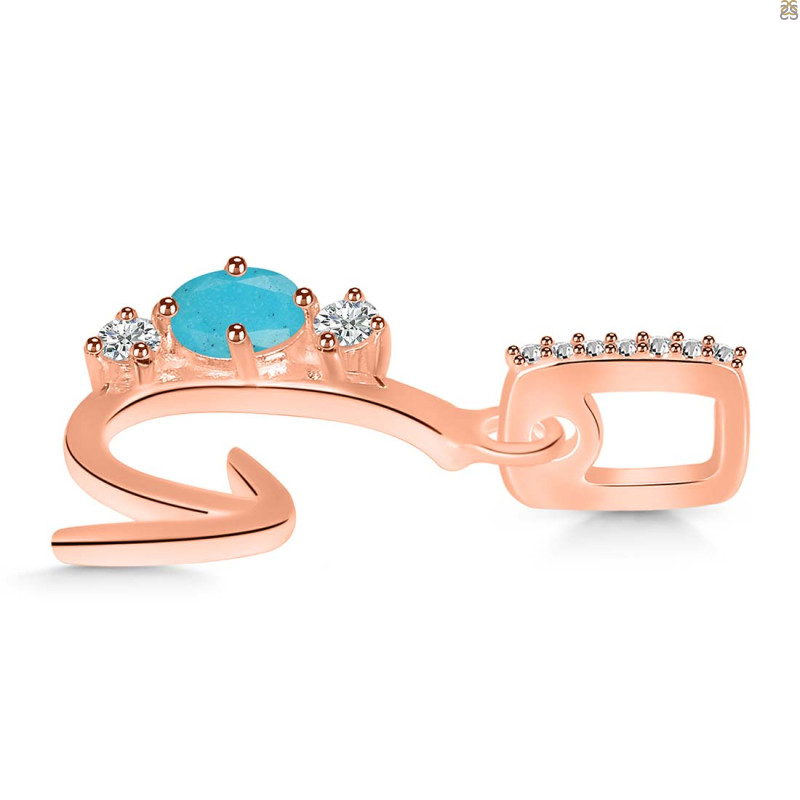 Turquoise & White Topaz Alphabet G Pendant TRQ-RDA-85.