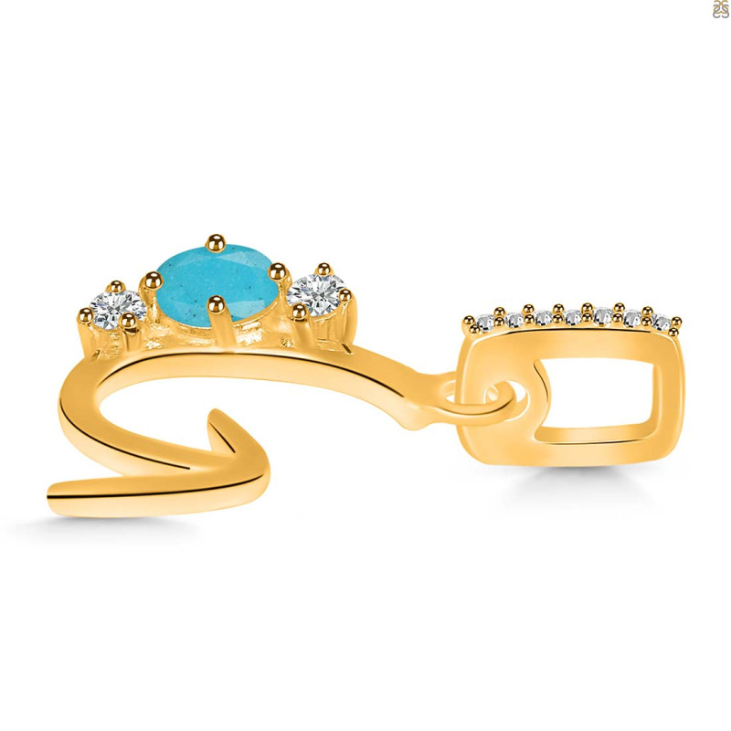 Turquoise & White Topaz Alphabet G Pendant TRQ-RDA-85.