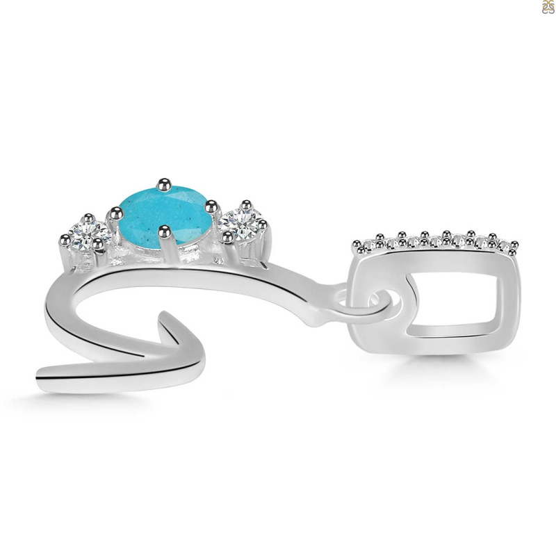 Turquoise & White Topaz Alphabet G Pendant