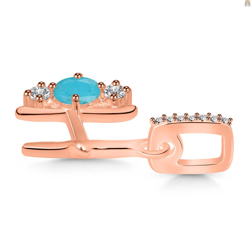 Turquoise & White Topaz Alphabet H Pendant TRQ-RDA-86.
