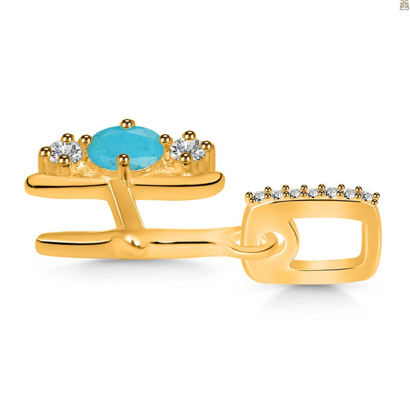 Turquoise & White Topaz Alphabet H Pendant TRQ-RDA-86.