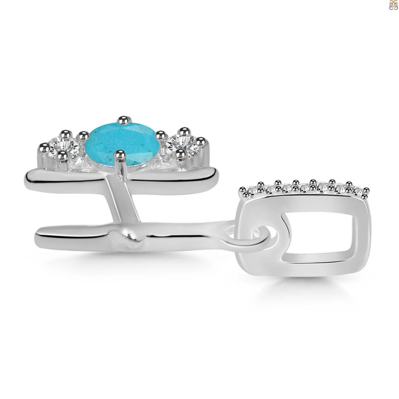 Turquoise & White Topaz Alphabet H Pendant