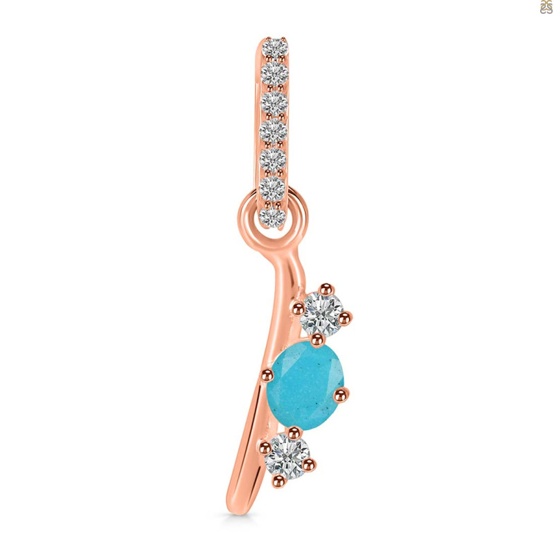 Turquoise & White Topaz Alphabet I Pendant TRQ-RDA-87.