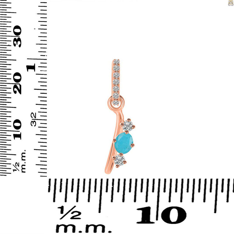Turquoise & White Topaz Alphabet I Pendant TRQ-RDA-87.
