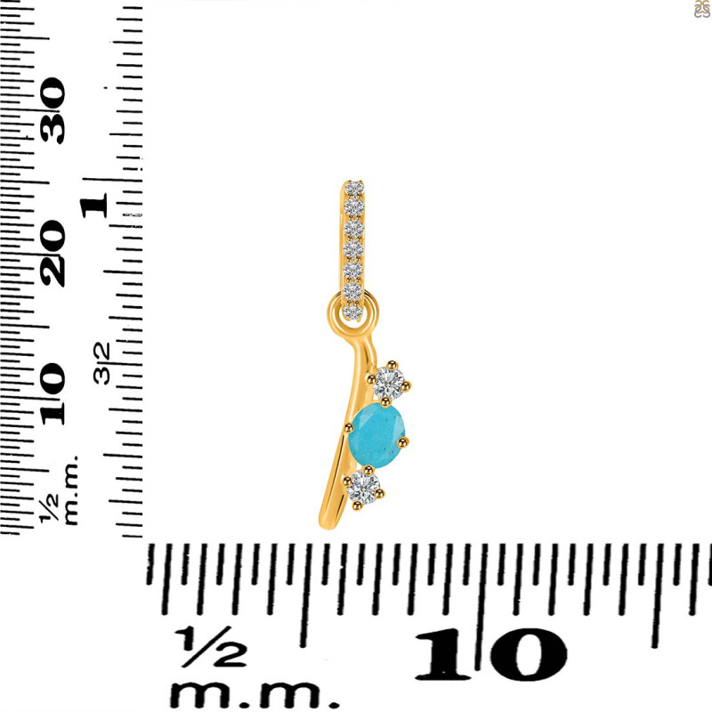 Turquoise & White Topaz Alphabet I Pendant TRQ-RDA-87.
