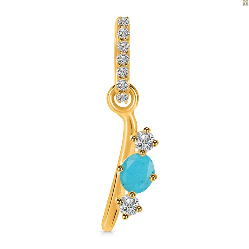 Turquoise & White Topaz Alphabet I Pendant TRQ-RDA-87.