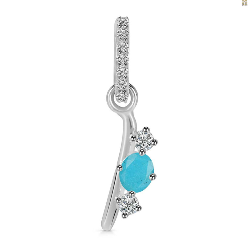 Turquoise & White Topaz Alphabet I Pendant TRQ-RDA-87.
