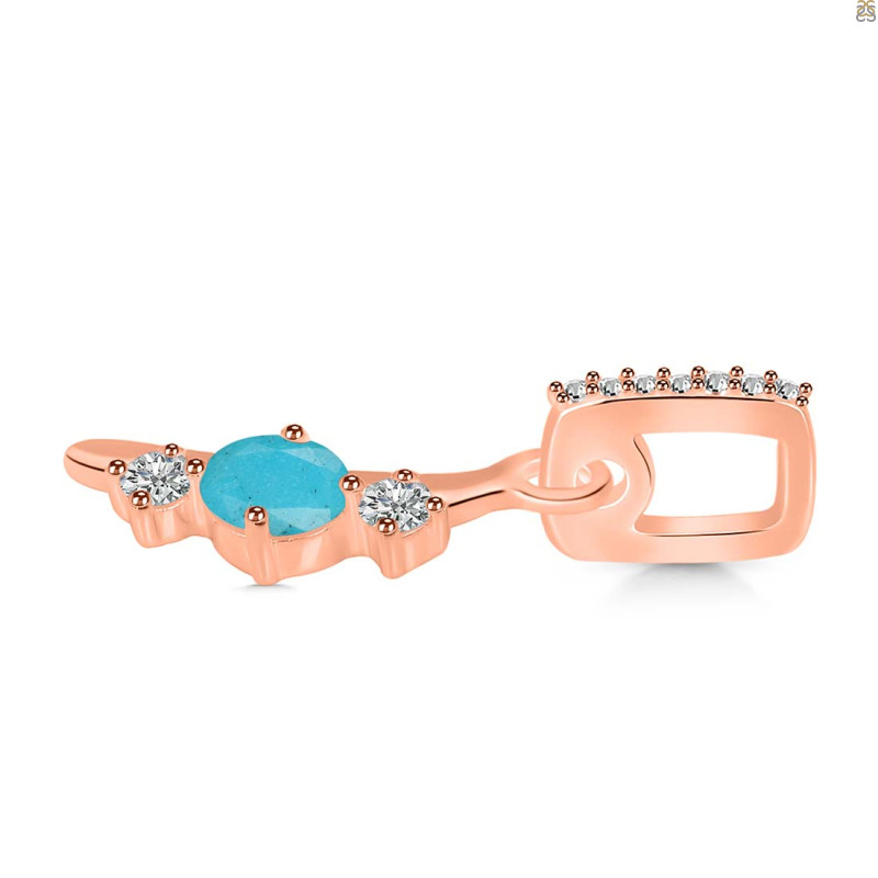 Turquoise & White Topaz Alphabet I Pendant TRQ-RDA-87.