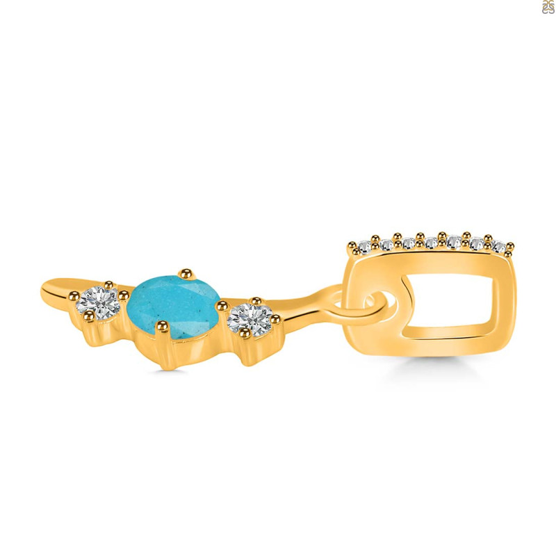 Turquoise & White Topaz Alphabet I Pendant TRQ-RDA-87.